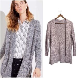 LOFT Pink Purple Marled Open Chunky Knit Open Cardigan Sweater